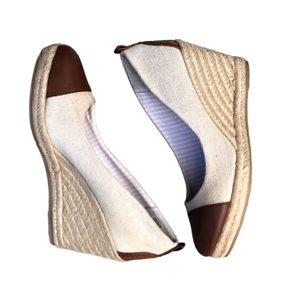 GH Bass Womens Kaitlyn Espadrille Wedge Heel Sz 8.5 M Ivory/Brown Shoes - Picture 2 of 15